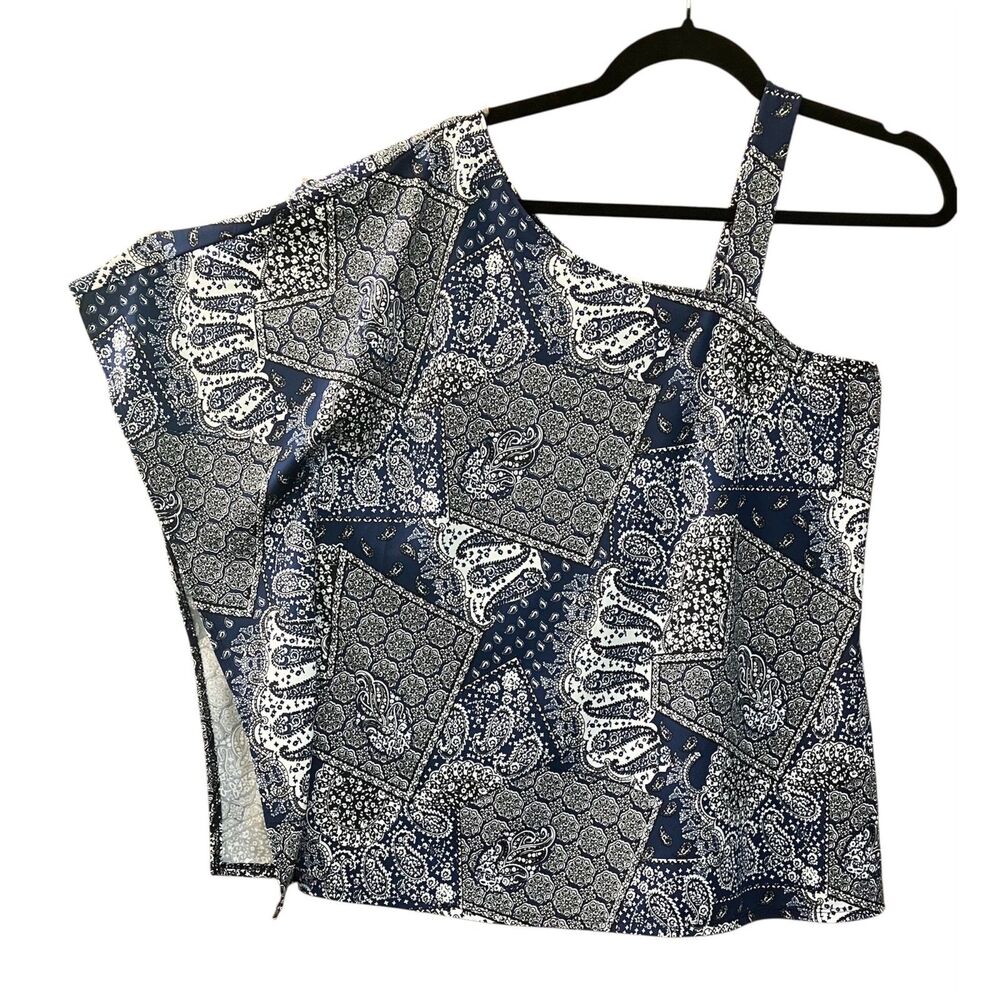 PerSeption Concept paisley patchwork bandana one shoulder sleeve kimono top